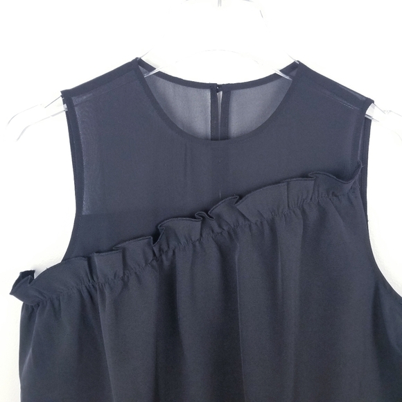 Halogen Black Sleeveless Ruffle Top Blouse - Picture 2 of 8